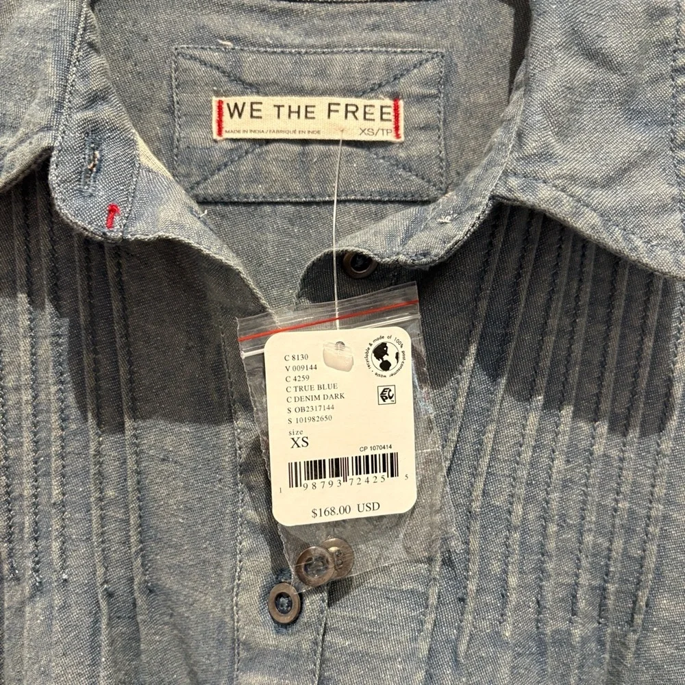 Free People Down East Denim Mini Dress NWT , sz : XS - Picture 7 of 12